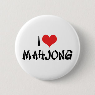 Badge Rond 5 Cm Je t'aime Mahjong Cœur - Amoureux du Mah Jong