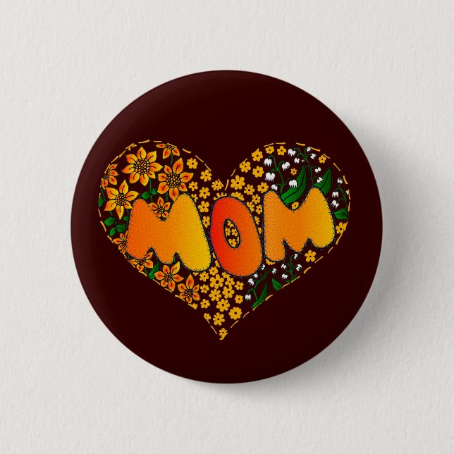 Badge Rond 5 Cm Je t'aime maman (Devant)