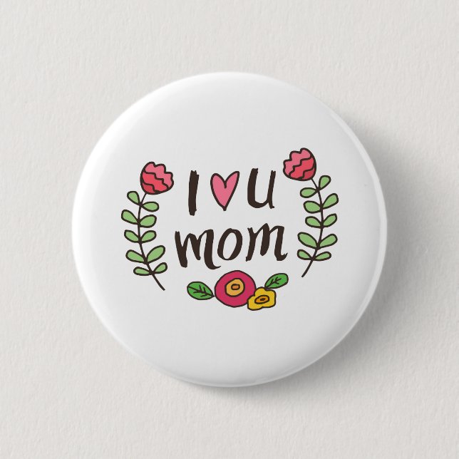 Badge Rond 5 Cm Je t'aime Maman (Devant)