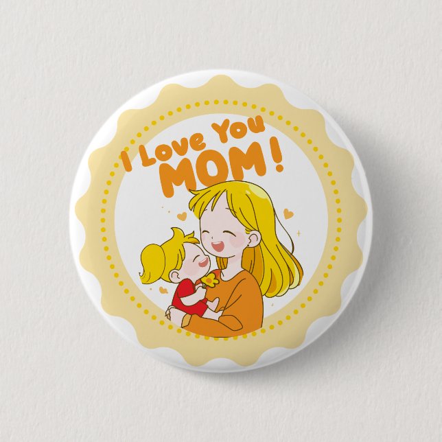 Badge Rond 5 Cm Je t'aime Maman Button (Devant)