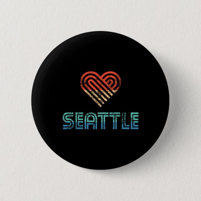 Badge Rond 5 Cm Je t'aime Seattle Distressed Vacances Cadeau de Fê (Devant)