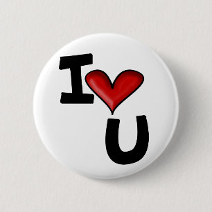 Badge Rond 5 Cm Je T'Aime Typographie Graphique