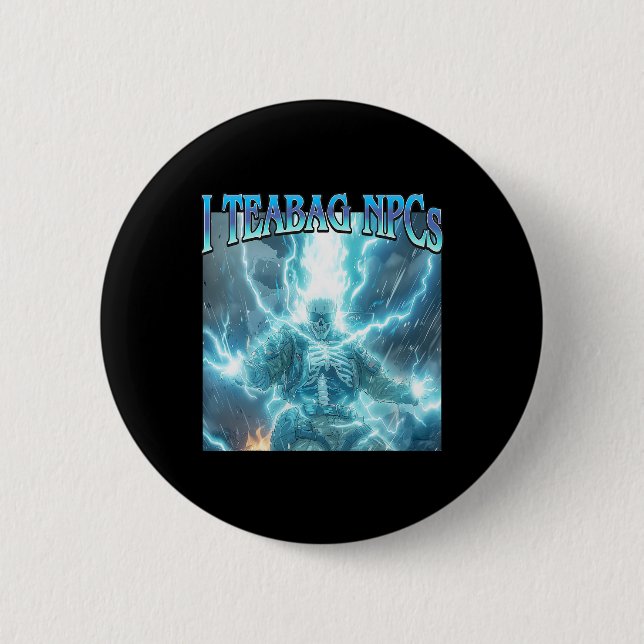 Badge Rond 5 Cm Je Teabag Npcs - Drôle de squelette de jeu dur Gam (Devant)