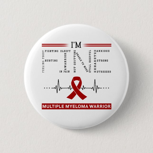Badge Rond 5 Cm Je vais bien Myeloma multiple guerrier (Devant)
