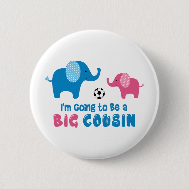 Badge Rond 5 Cm Je vais être un grand éléphant de cousin (Devant)
