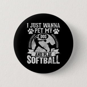 Badge Rond 5 Cm Je veux juste caresser le chien et jouer doucement
