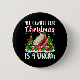 Badge Rond 5 Cm Je Veux Pour Noël Est Un Tambour Lumières Arbre