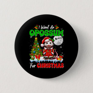 Badge Rond 5 Cm Je Veux Un Opossum Pour Noël Père Noël Sungles Flo