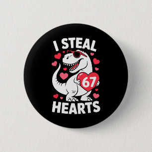 Badge Rond 5 Cm Je vole 67 cœurs Drôle 67 Saint-Valentin Dinosaure