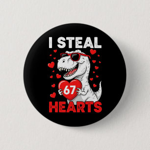 Badge Rond 5 Cm Je vole 67 cœurs Drôle 67 Saint-Valentin Dinosaure
