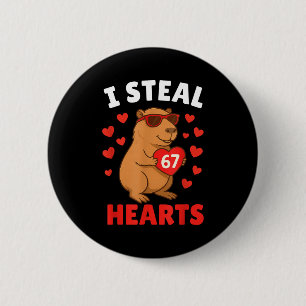 Badge Rond 5 Cm Je vole 67 cœurs Saint-Valentin 67 Mème 6 7 Capy