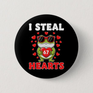 Badge Rond 5 Cm Je vole 67 cœurs Saint-Valentin 67 Mème 6 7 Grenou