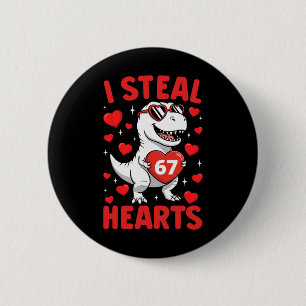 Badge Rond 5 Cm Je vole 67 cœurs T Rex drôle Saint Valentin 67 Mem