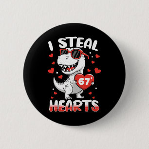 Badge Rond 5 Cm Je vole des cœurs 67 Meme Dinosaur drôle Saint Val