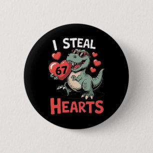 Badge Rond 5 Cm Je vole des cœurs 67 Saint-Valentin 67 Meme 6 7 T-