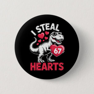 Badge Rond 5 Cm Je vole des cœurs 67 Saint-Valentin 67 Meme 6 7 T-