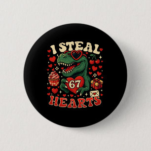 Badge Rond 5 Cm Je vole des cœurs 67 T-rex de la Saint-Valentin dr