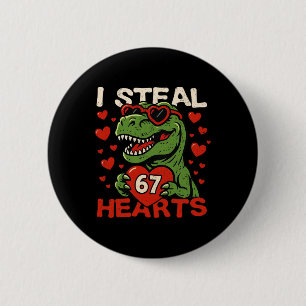 Badge Rond 5 Cm Je vole des cœurs 67 T-rex dinosaure drôle de la S