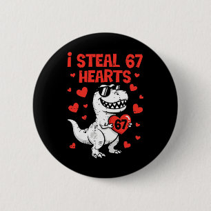 Badge Rond 5 Cm Je vole des coeurs Dino Boys Dinosaur Valentines 6