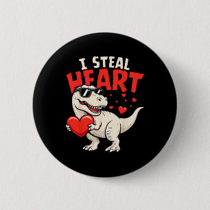 Badge Rond 5 Cm Je vole des cœurs Dinosaures Saint-Valentin pour g