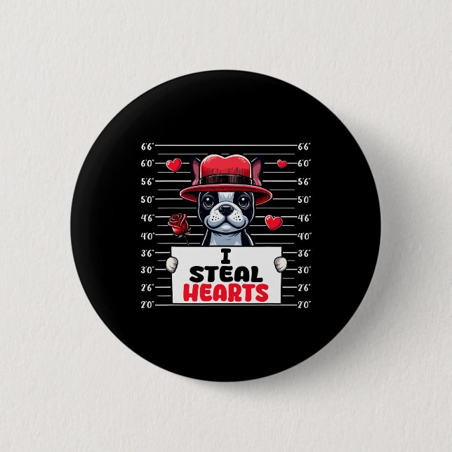 Badge Rond 5 Cm Je vole des cœurs mignons Saint-Valentin Boston Te (Devant)