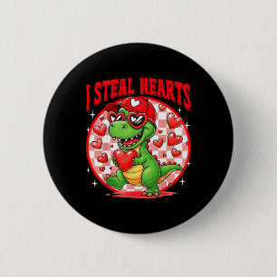 Badge Rond 5 Cm Je vole des cœurs T-rex Dino par garçon Saint-Vale