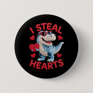 Badge Rond 5 Cm Je vole des cœurs Tenue de dinosaure mignon pour e