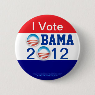 Badge Rond 5 Cm Je vote, 3D le logo, le 2ème terme d'OBAMA 2012