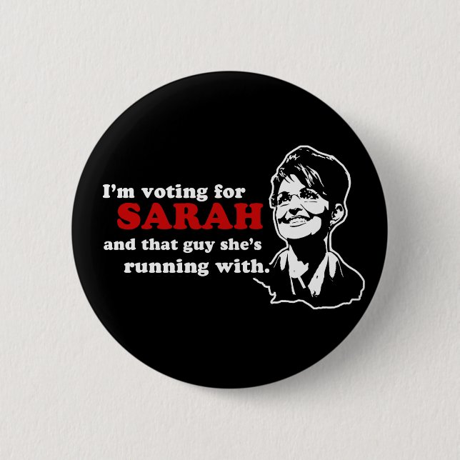 Badge Rond 5 Cm Je vote pour le bouton de Sarah (Devant)