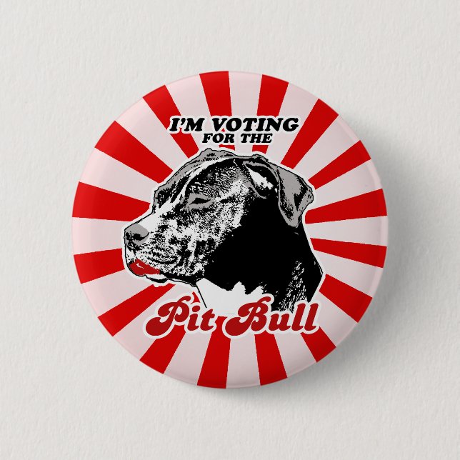Badge Rond 5 Cm Je vote pour le Pit Bull (Devant)