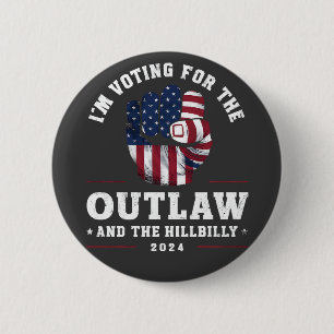 Badge Rond 5 Cm Je vote pour l'hors-la-loi et le Hillbilly 2024