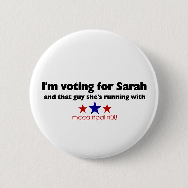 Badge Rond 5 Cm Je vote pour Sarah (Devant)