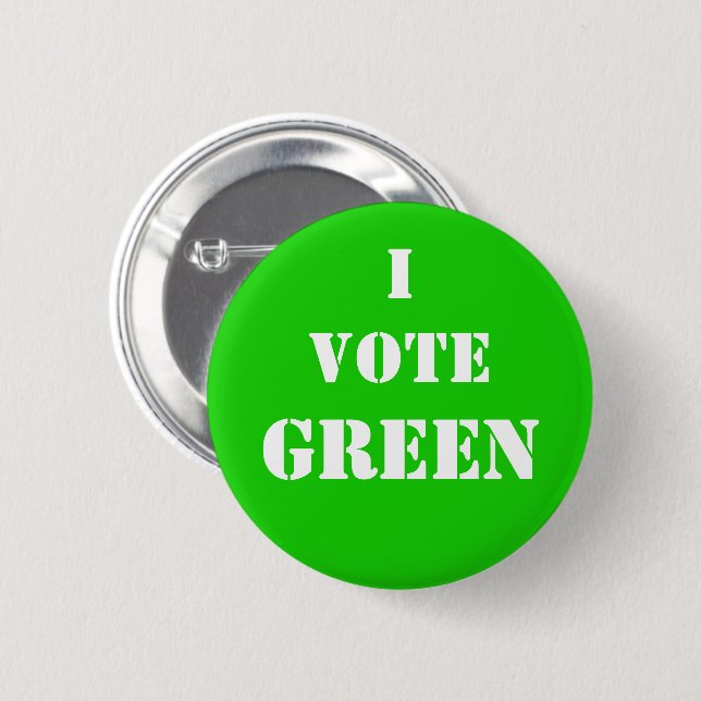 Badge Rond 5 Cm Je vote VERT ! Voter pour la planète (Devant & derrière)