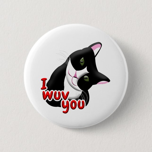 Badge Rond 5 Cm Je vous wuv Chat (Devant)