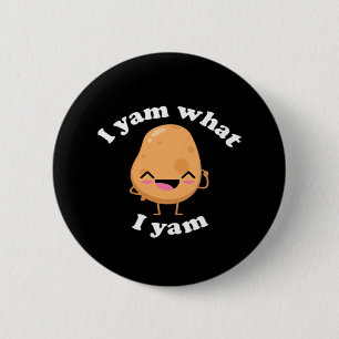 Badge Rond 5 Cm Je Yam Ce Que Je Yam, Mignonne Pot Végétarien Than