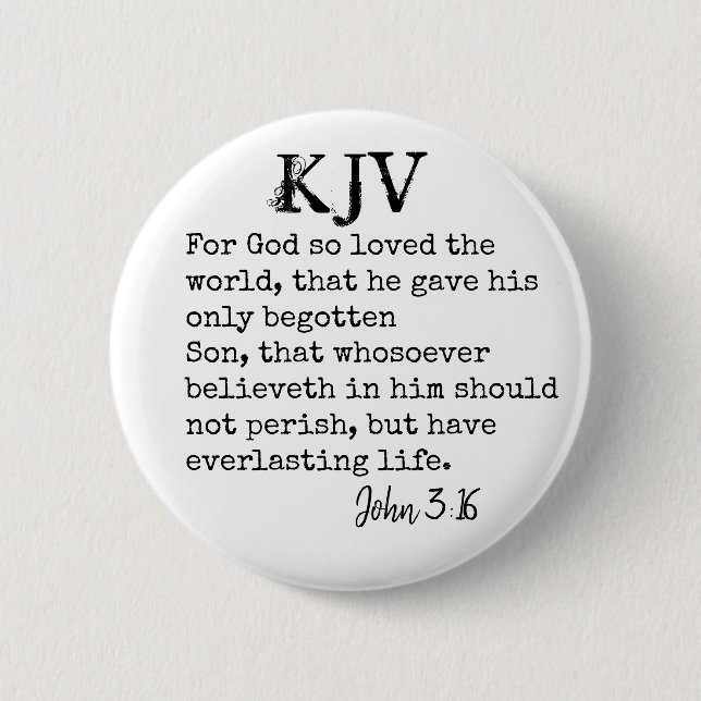 Badge Rond 5 Cm Jean 3:16 Citation de la Bible - Peut être Customi (Devant)