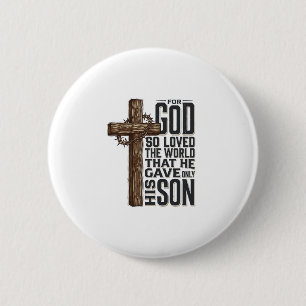 Badge Rond 5 Cm Jean 3_16 Croix Gravure Vintage Design Chrétien
