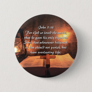 Badge Rond 5 Cm Jean 3:16 Dieu aima tant le monde, lanterne