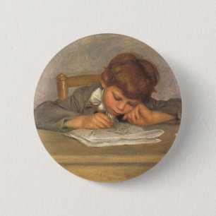 Badge Rond 5 Cm Jean Dessin de Pierre Renoir, Vintage Fine Art