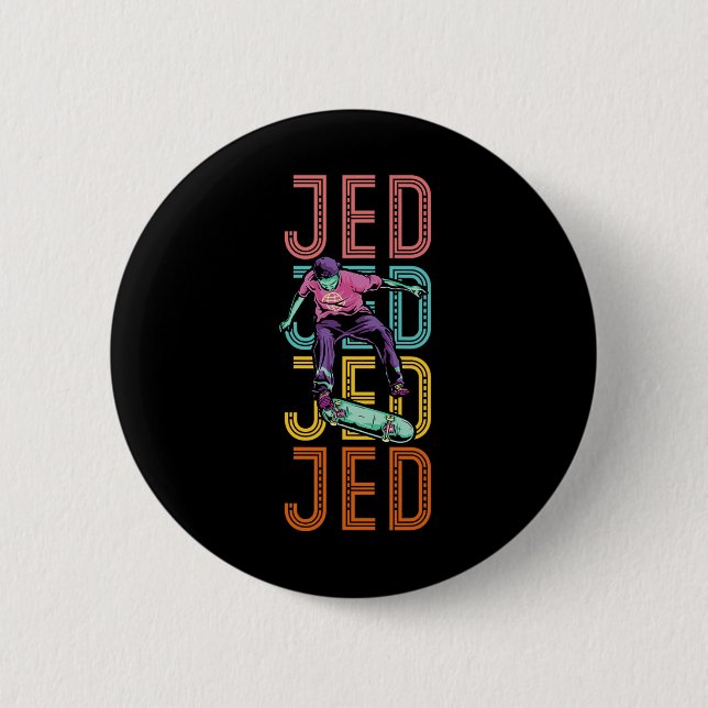 Badge Rond 5 Cm Jed Custom Skateboarding Hob  (Devant)