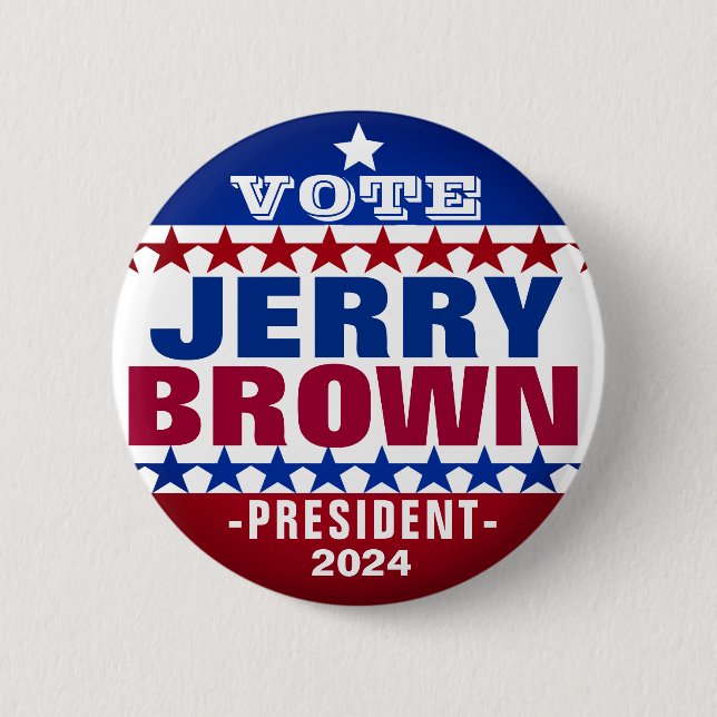 Badge Rond 5 Cm Jerry Brown pour le bouton de campagne Président 2 (Devant)