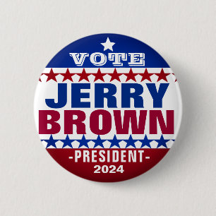 Badge Rond 5 Cm Jerry Brown pour le bouton de campagne Président 2