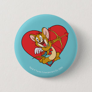 Badge Rond 5 Cm Jerry Mouse habillée en Valentine Cupide
