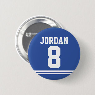 Badge Rond 5 Cm Jersey de football bleu avec nom et numéro personn