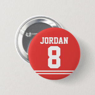 Badge Rond 5 Cm Jersey de football rouge avec nom et numéro perso