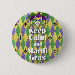 Badge Rond 5 Cm Jester Mask Keep Calm and Mardi Gras