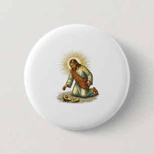 Badge Rond 5 Cm Jésus a laissé tomber de l'avocat frais tranché au