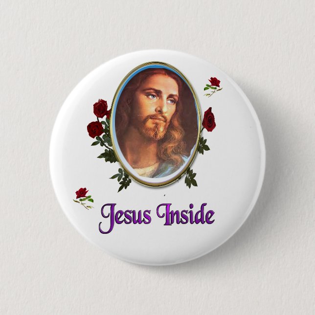 Badge Rond 5 Cm Jésus à l'intérieur (Devant)
