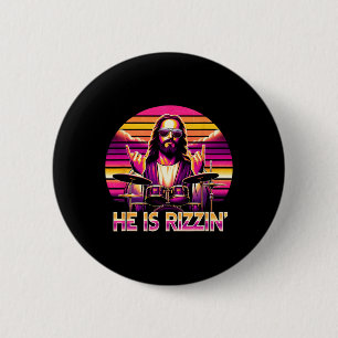 Badge Rond 5 Cm Jésus A Rizzen Il Rizzin' Drôle Christian Et