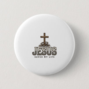 Badge Rond 5 Cm Jésus a sauvé ma vie Gravure vintage Design chréti